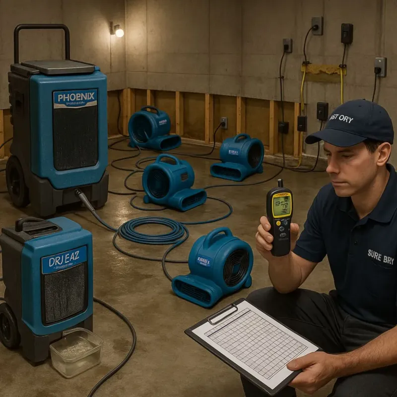 Structural Drying and Dehumidification process in Carnesville, GA